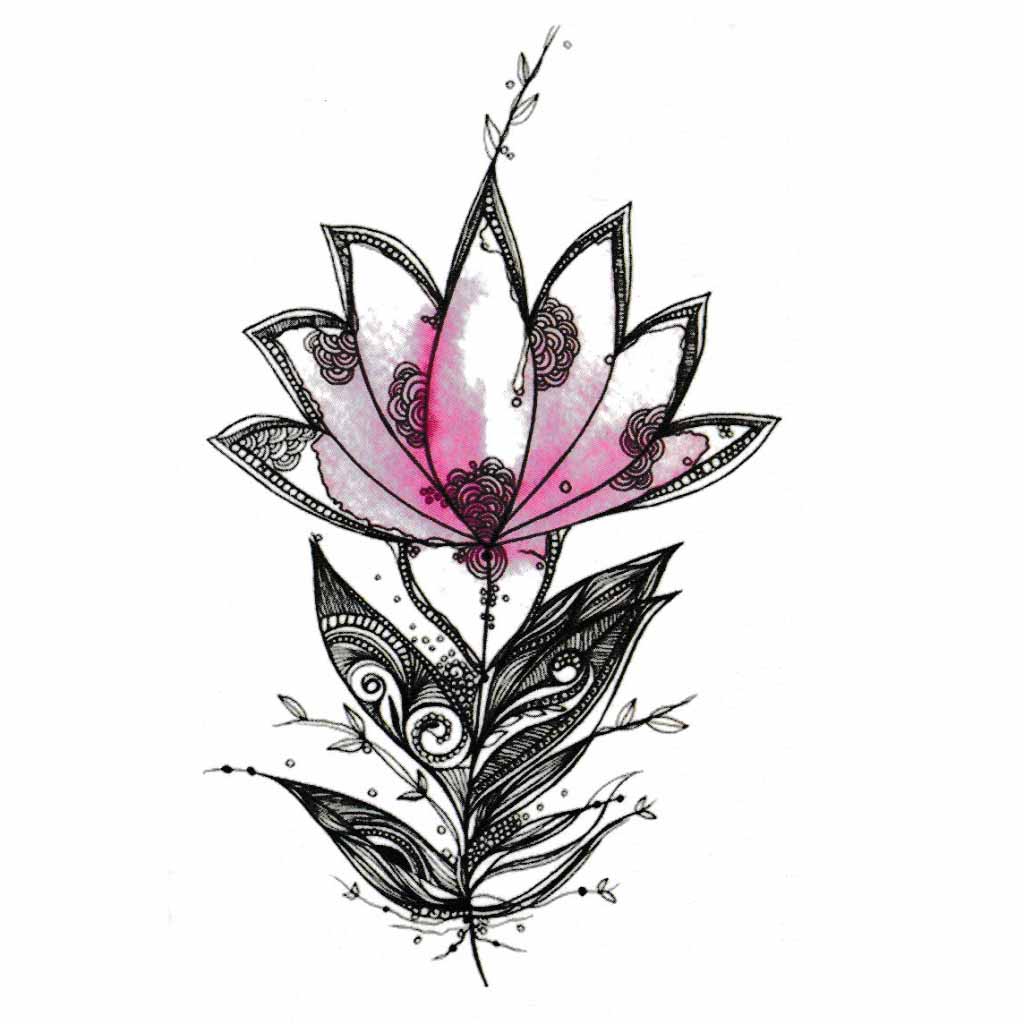 Tatouage ephemere | Temporaire | Faux tattoo - Lotus Japonais, image size:1024x1024