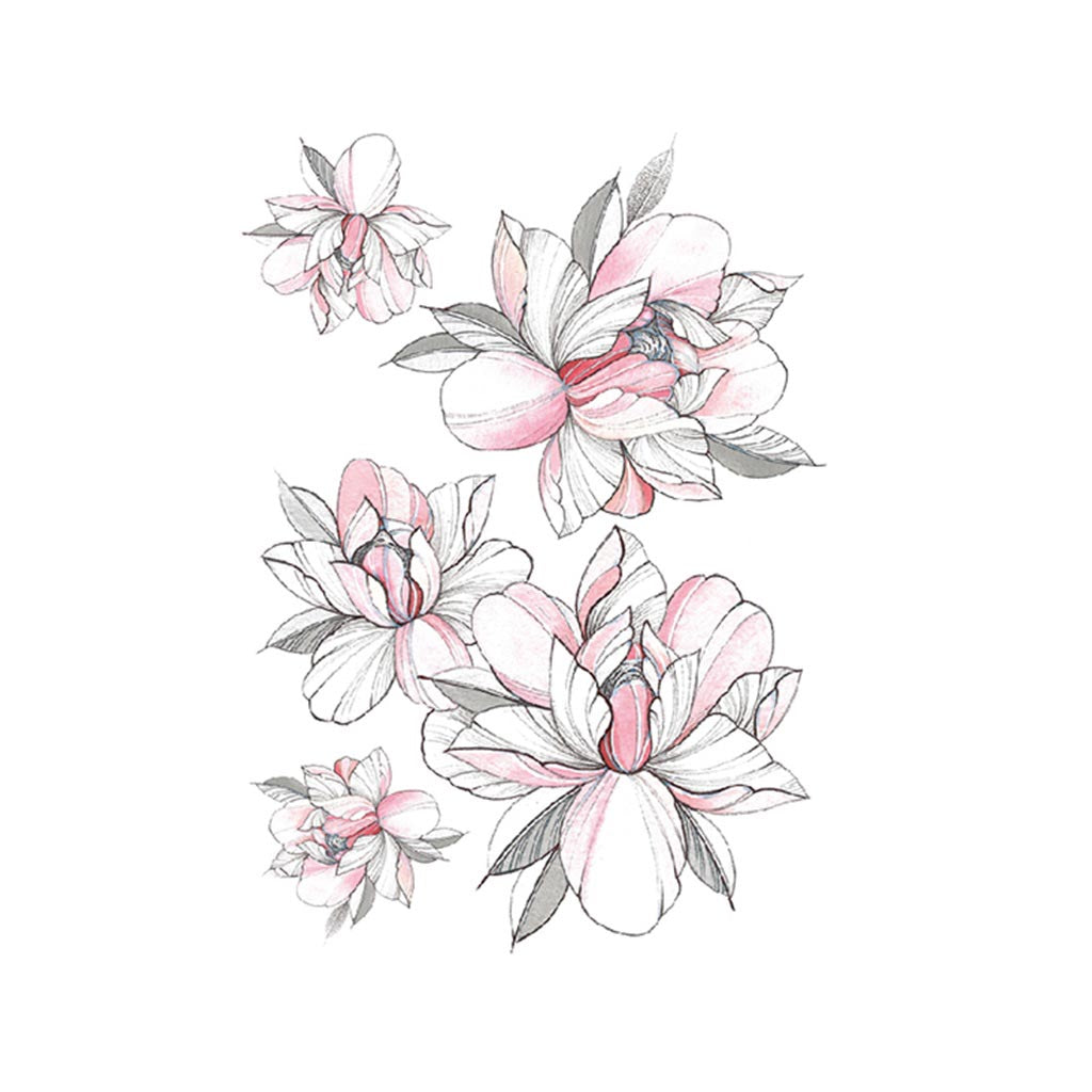 Tatouage éphémère - Fleurs pastel style Japonais| SkinDesigned, image size:1024x1024