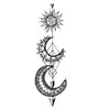 Tatouage ephemere de croissant de lune et soleil, faux tatouage temporaire