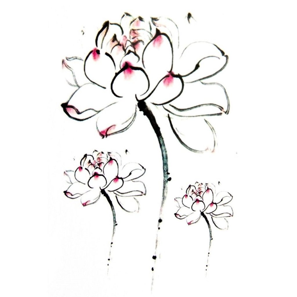 Tatouage éphémère (temporaire) Fleurs style japonais - Skindesigned, image size:1024x1024
