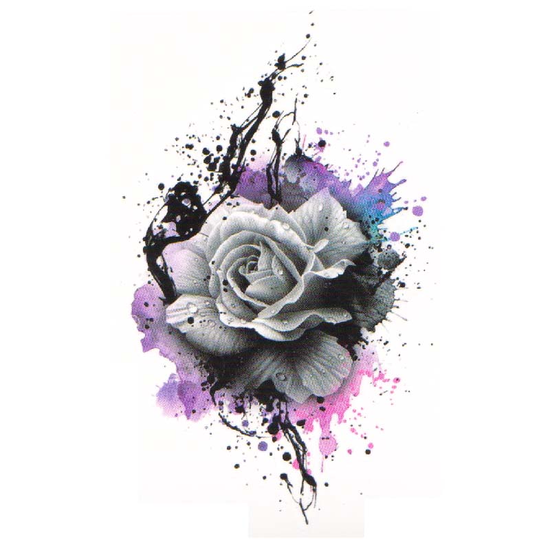 tatouage de rose aquarelle