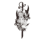 Tatouage ephemere Masque d'Oni et katana fleuri - Skindesigned