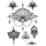 Tatouage ephemere underboobs femme - Lotus, mandala, pendentif