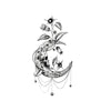 Faux tatouage éphémère temporaire croissant de lune tête de mort fleurs