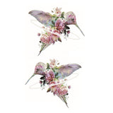 Tatouage ephemere - Colibri floral aquarelle - Faux tatouage femme skindesigned