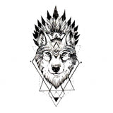 Tatouage ephemere, Loup Indien géométrique, Faux tatouage Skindesigned