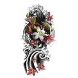 Tatouage ephemere Japonais - Fleur de lys et vague | SkinDesigned