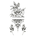 Nouveau tatouage ephemere - Rose mandala - Faux tatouage tendance avant bras, jambes