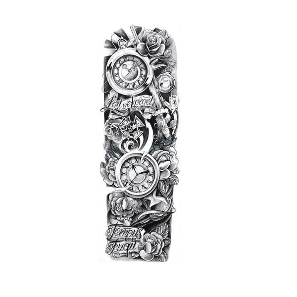 Tatouage ephemere Manchette Temps | Montre, horloge, roses, homme