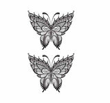 Tatouage éphémère, tatouage temporaire de 2 papillons noir et blanc moderne.
