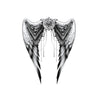 Tatouage éphémère, tatouage temporaire d'ailes d'ange en noir et blanc.