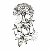 Tatouage ephemere - Arbre de vie et rose - Arbre généalogique