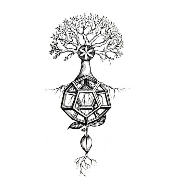 Tatouage ephemere - Arbre de vie racine en fleur - Arbre généalogique