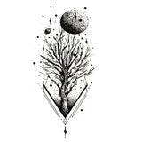 Tatouage temporaire Arbre planètes et lune - Tatouage ephemere espace