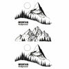 Tatouage ephemere (faux tattoo temporaire) montagnes minimalistes modernes.
