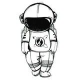 Tatouage ephemere - Astronaute mignon minimaliste, espace - Faux tatouage temporaire