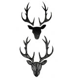 Tatouage ephemere (faux tattoo temporaire ) de 2 cerfs en ombre moderne.