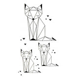 Tatouage ephemere mignon - Chat géométrique, oiseaux épuré minimaliste