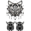 Tatouage ephemere - Chat pendentif et hiboux trop mignons - Femme