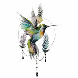 Tatouage ephemere - Colibri aquarelle attrape rêve (dream catcher)