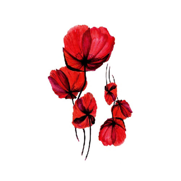 Tatouage éphémère temporaire faux tattoo coquelicot rouge.