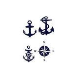 Tatouage ephemere - Ancre marine - Compas navigation, boussole - mer