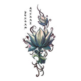 Tatouage éphémère, tatouage temporaire d'une fleur de lotus avec une citation Japonaise.