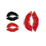 Tatouage éphémère, tatouage temporaire de lèvres rouges et noires, bisous de femmes, kiss