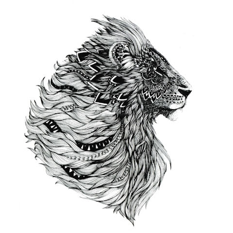 Beau tatouage ephemere - Lion mandala Maori Polynésien tribal - Bras
