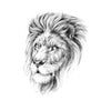 Tatouage éphémère, tatouage temporaire d'un lion réaliste en noir et blanc. 