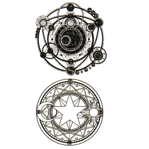 Tatouage ephemere géométrique espace - Cercle de vie, étoiles planètes