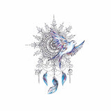 Tatouage ephemere - Mandala attrape rêve et oiseau - Dream catcher Skindesigned