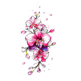 Tatouage éphémère, tatouage temporaire d'orchidées en couleur.