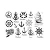 Tatouage ephemere - Pack mer : Encres, barres, boussole et bateaux