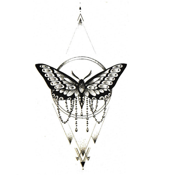 Tatouage ephemere - Papillon pendentif, cercle triangle - Géométrique