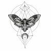 Beau tatouage ephemere - Papillon géométrique et croissant de lune