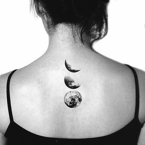 Tatouage éphémère, tatouage temporaire de lune et croissant de lune x3. Les phases de la lune.