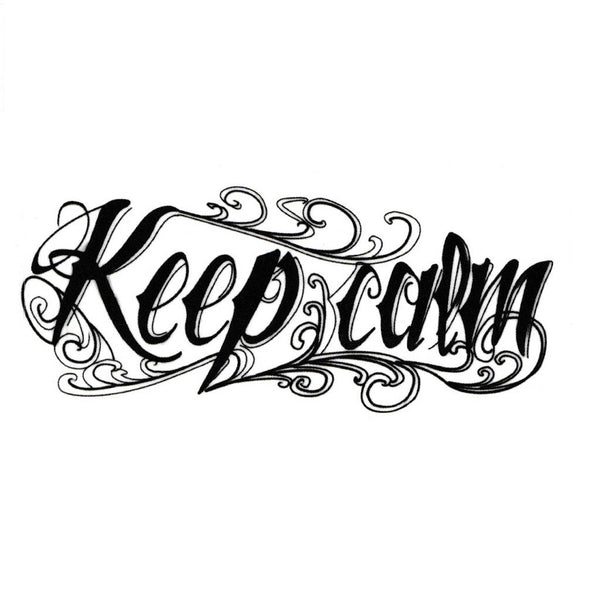 Tatouage ephemere avant bras - écriture Keep calm, phrase et citation