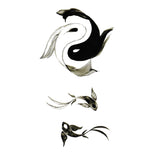 Tatouage ephemere, tatouage temporaire, faux tatouage ying yang carpe koï