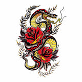 Tatouage ephemere - Serpent traditionnel Américain en couleur et rose