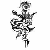 Tatouage ephemere - Serpent et rose - Tatouage temporaire tendance