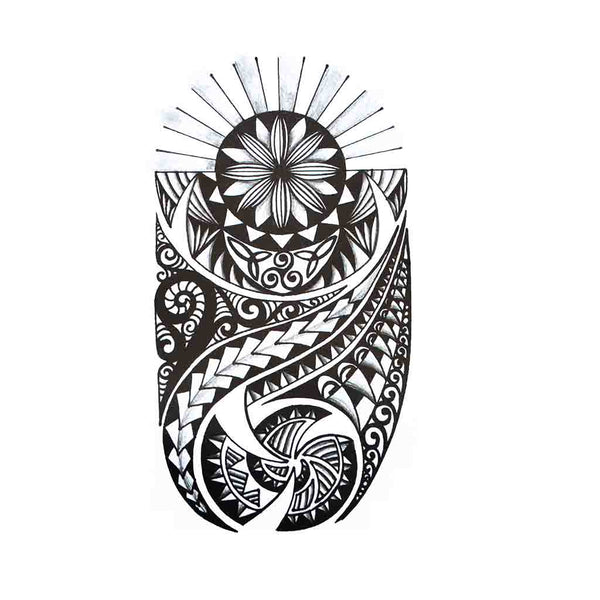 Tatouage ephemere soleil trisquel tribal maori polynésien, Faux tatouage bras
