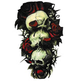 Tatouage ephemere - Tête de mort et roses - Crâne rose épine rouge 
