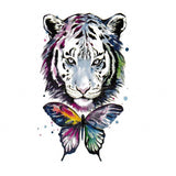 Tatouage ephemere - Tigre et papillon couleur aquarelle - Faux tattoo