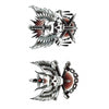 Tatouage éphémère old school, tatouage temporaire de 2 têtes de mort (crânes) avec des épées dans le style traditionnel Américain.