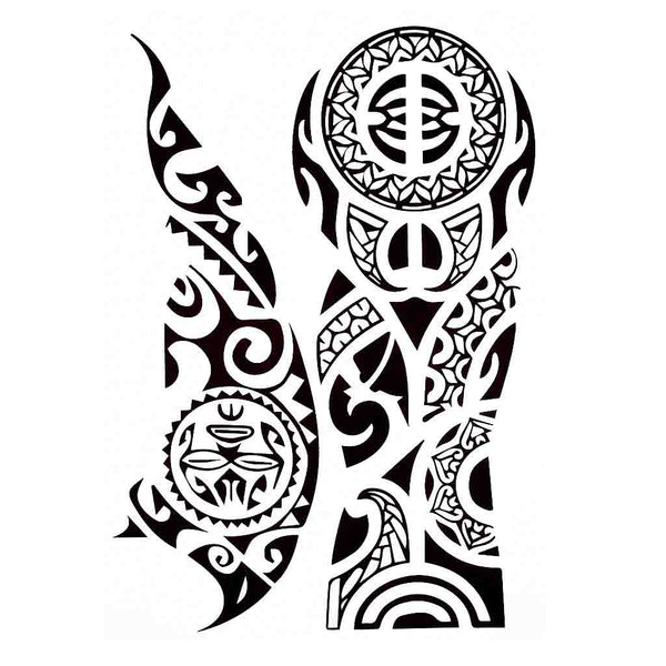 Tatouage ephemere bras, avant bras - Maori tribal polynésien homme