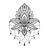 Tatouage éphémère - Fleur de lotus et ornements façon bijoux | Dos
