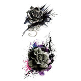 Tatouage éphémère (temporaire) roses noires violettes aquarelle