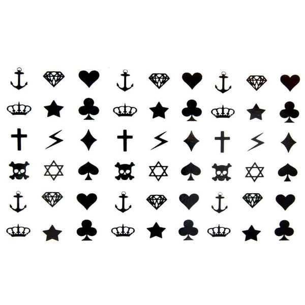 Mini tatouage éphémère doigt visage - encre couronne croix pique coeur