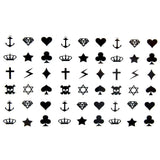 Mini tatouage éphémère doigt visage - encre couronne croix pique coeur